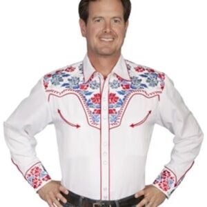 Scully White Shirt with Red and Blue Embroidery size large